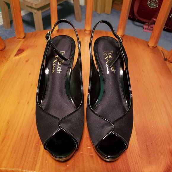nina black satin pumps